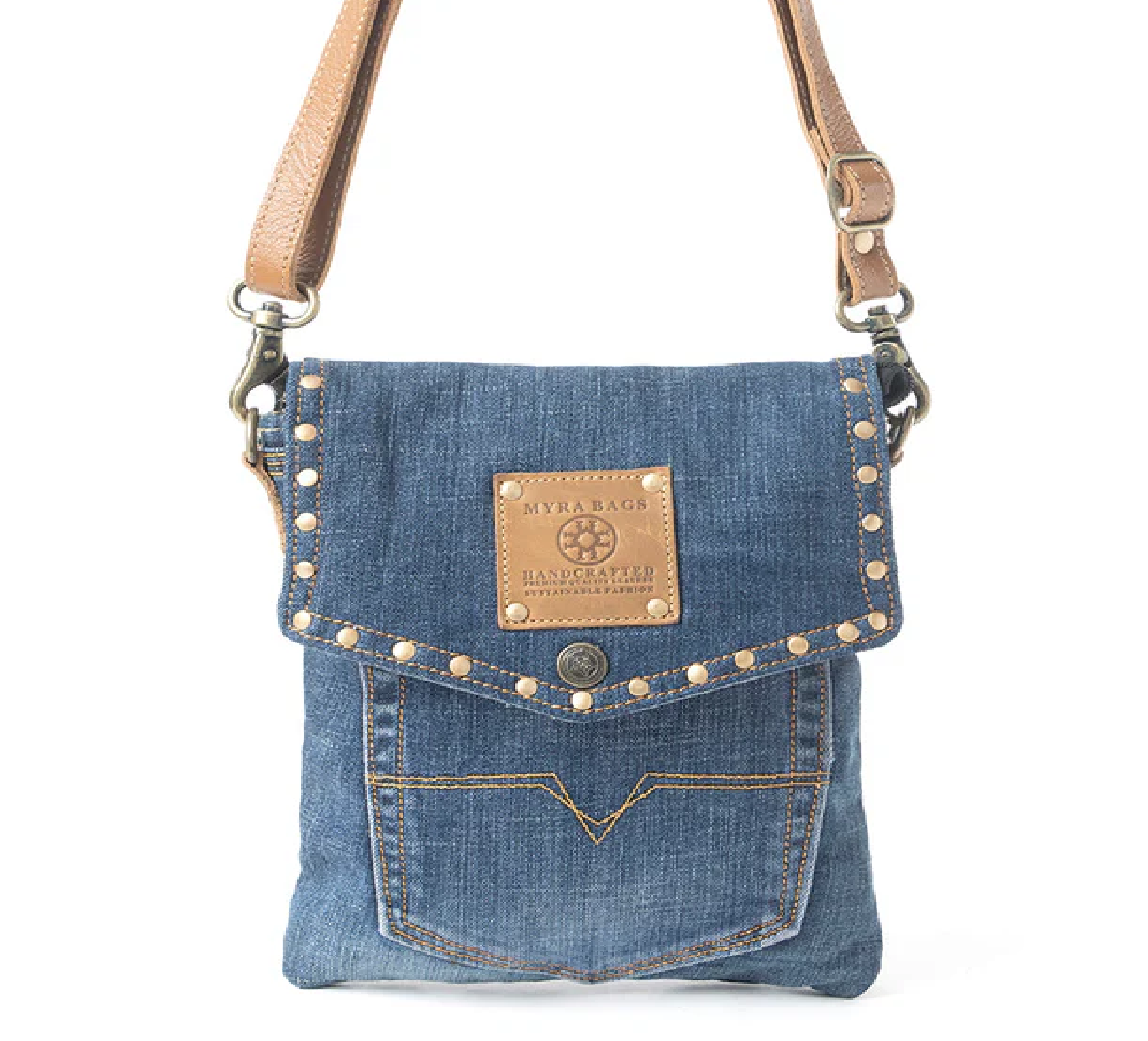 Myra - Dahlia denim crossbody bag, Denim Blue | Unkel Joe's Woodshed